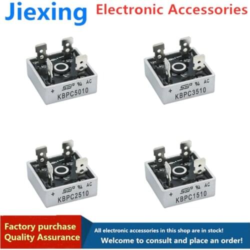 2pcs new KBPC3510 rectifier bridge stack KBPC5010/2510.1510 single-phase rectifier square bridge foot 1KV