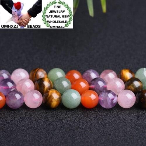 OMHXZJ Wholesale ZB132 46 8 10 12 14mm DIY Bracelet Necklace Jewelry Making Accessories Natural Stone Hot Fine Mixed Round Beads