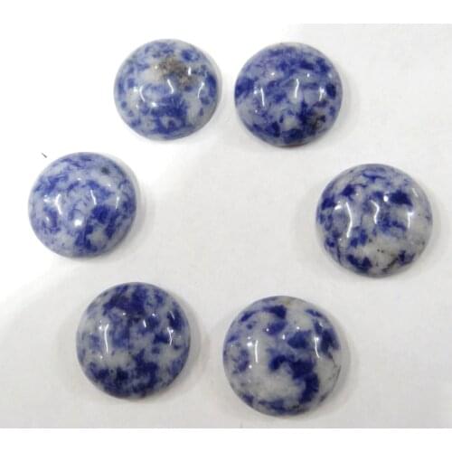 Wholesale 20PCS Natural Stone round 18MM Cabochons No hole sodalite Beads for DIY Jewelry Making Ring Earring Accessories