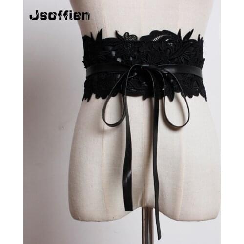 Fashion woman dress belt japanese kimono Wide Waist Belt female corset cummerbunds floral lace Haori waistband