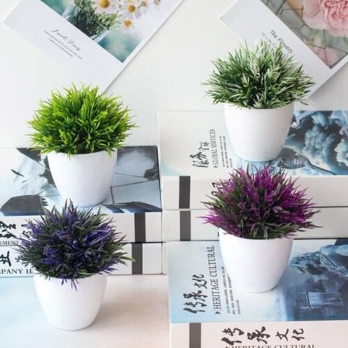Multicolor Artificial Plastic Potted Plant Bonsai Simulation Flower Grass Party Office Desk Ornaments Home Decor Fake Plants