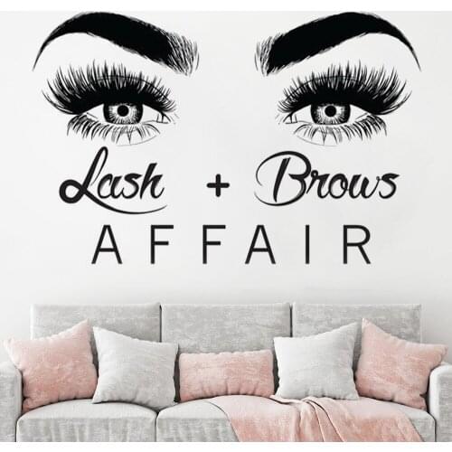 Eyelashes wall sticker women Eyebrows Lashes Wall Decal Beautiful Girl Beauty Salon Decal Make Up Vinyl Customized Decals HY52