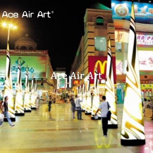 Cheapest Printing stage decoration 5 m H light up inflatable straight cone With base for wedding event party decoration