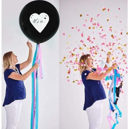 36inch Black Boy Or Girl Bomb Balloon Gender Reveal Latex Globo Baby Baptism Birthday Party Decor Baby Shower Pink Blue Confetti