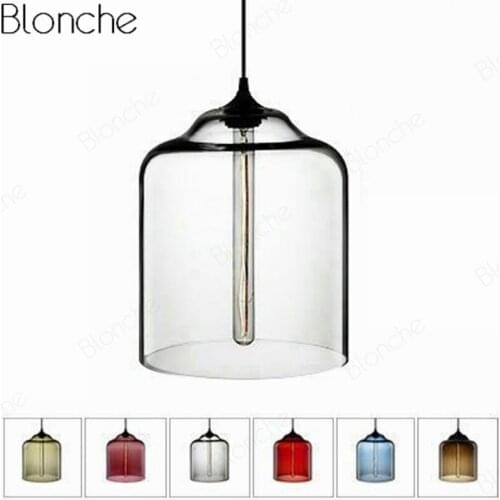 Modern Pendant Light Loft 7 Color Glass Hanging Lamp Nordic Industrial Decor Light Fixtures E27 for Kitchen Restaurant Coffe Bar