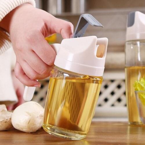 300/600/630ml Glass Oil Bottle Kitchen Leakproof Olive Oil Vinegar Oil Dispenser Bottle Automatic Cap Storage Jar Kitchen Tools