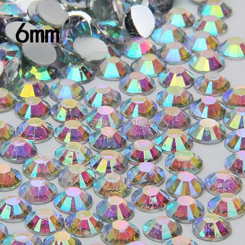 Free shipping SS30 6mm 3000pcs Crystal AB/Clear AB Flatback Resin rhinestones,nail art rhinestones,for DIY phone case deco