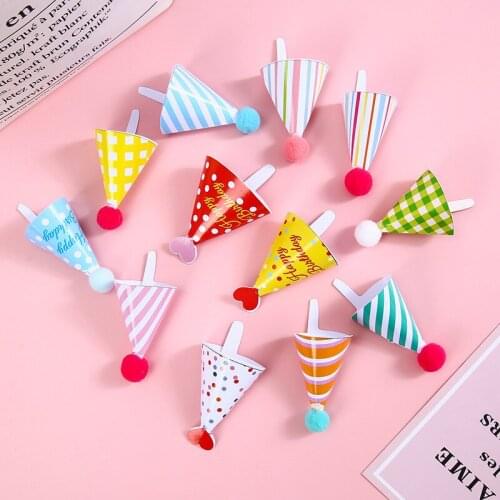 Creative Birthday Hat Cake Toppers Retro Bear Cake Decor One 1st Happy Birthday Party Decor Kids Boys Girls Cupcake Decor