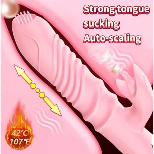 Tongue Licking Dildo Vibrator for Women Heating Telescopic Vibrator G Spot Massage Clitoris Stimulator Sex Toys Adult Products