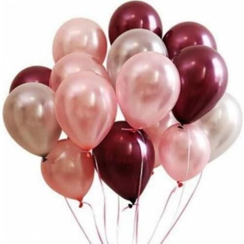 50pcs 12 inch shiny metallic rose gold-silver-burgundy balloons helium latex wedding decoration birthday party flying balloon
