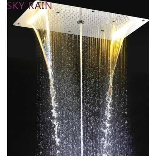 SKY RAIN 304 SUS Multifunction SPA Massage Rainfall Waterfall Spray Mist LED Shower Head Faucet