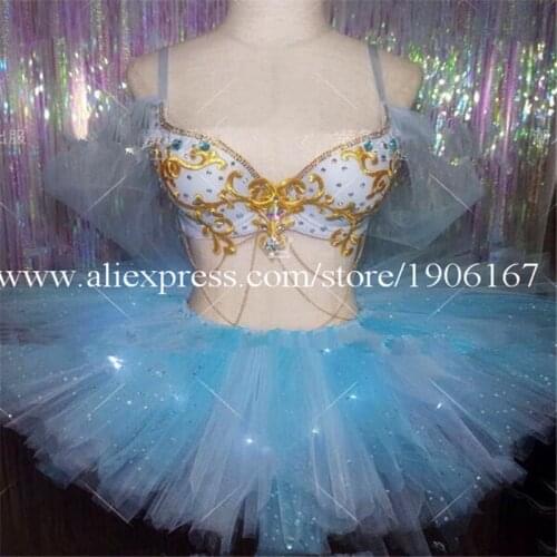 Sexy Lady Led Light Party Evening Dress Bra Suit Music Festival Led Luminous TUTU Skirt TV Show Masquerade Clothes