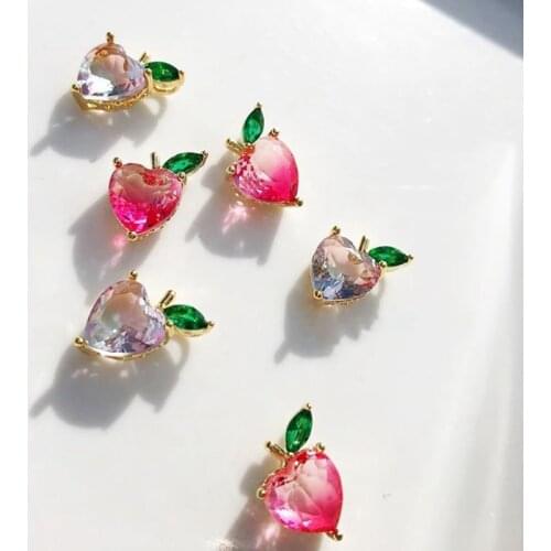 MENGJIQIAO Cute Fashion Apple Shape Zircon Crystal Stud Earrings For Women Girls Delicate Mini Pendientes Jewelry Gift