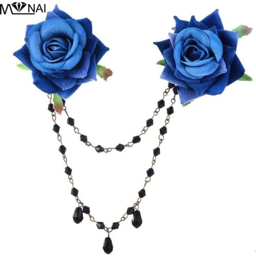 Lolita Double Roses Floral Chain Hair Clip Vintage Rockabilly Bridal 1950s 1940s Accessory Gothic Punk Lady Rose Headwear