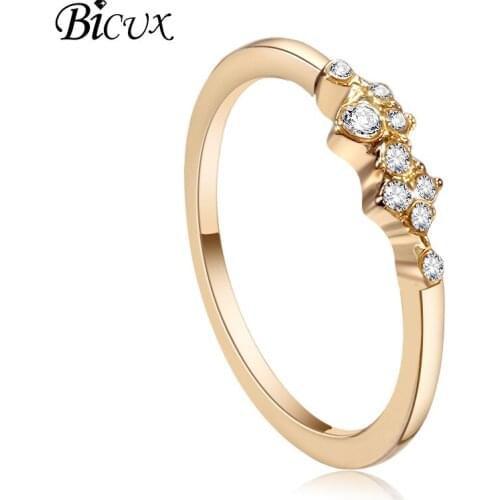 BICUX New Fashion Love Weave Crystal Rings For Women Engagement Wedding Gold Silver Color Female Ring Jewelry Wholesale