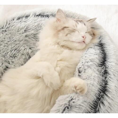 Winter Pet Dog Cat Bed 2 In 1 House Long Plush Cats Bed Donut Cave Cuddler Warm Sleeping Nest For Small Dogs Kitten Sofa Cushion