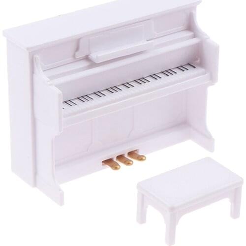 1:12 Wooden Grand Piano With Stool Model Play Toys Accessories Dollhouse Miniature Exquisite For Dollhouse Decal Furniture Toys