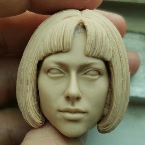 1/6 Unpainted Head Sculpture Short Hair Girl Head Sculpture Model for 12 inch action figure accessories