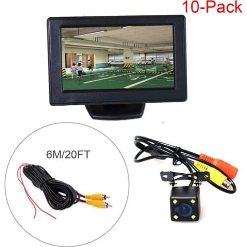 10PCS Free Shipping Car Automobile Parking Kit (4.3 inch LCD Monitor + HD Camera + 6M/20FT Cable) LED Night Vision 10pcs