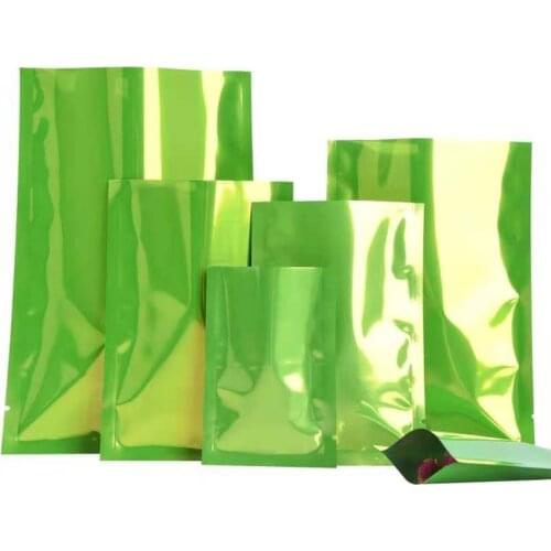 1000pcs Green Multi Sizes Heat Seal Food Packaging Open Top Bags for Packing Grains Tea Cosmetic Gift Bags with Tear Notch