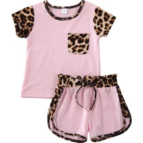 1-6Years Toddler Kids Baby Girl Casual sportswear Leopard Outfits Tops Shirt & Short Pants 2PCS