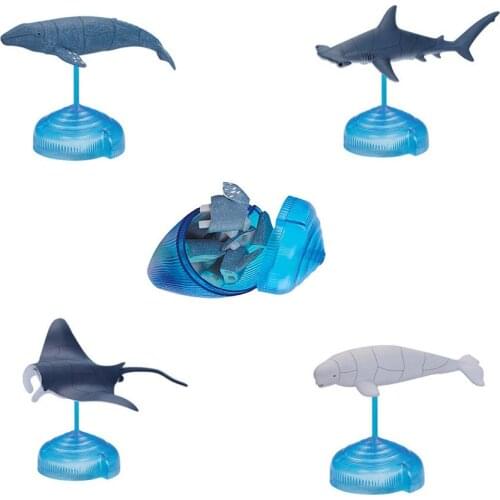 Assorted 4pcs/set of ukenn 2nd generation 3D sea animal puzzles DIY models kids educational toy 4266