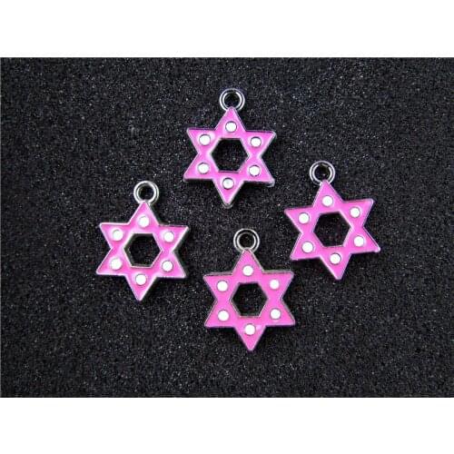 AE741 Mix Color 20Pcs Alloy Metal Enamel Star of David Charms Pendant 25x19mm