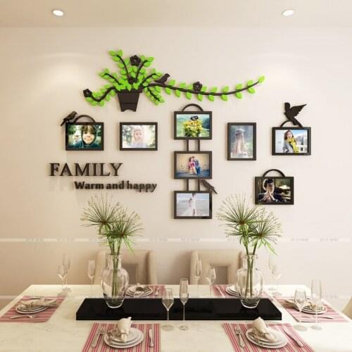 Photo frame Chlorophytum Acrylic 3D Wall Stickers Living room Bedroom Creative pastoral decoration Rattan sticks DIY art decor