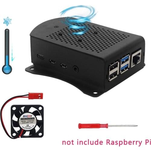 Raspberry Pi 4 Aluminum Alloy Case Metel Box with Hanging Bracket support Cooling Fan Screwdriver for Raspberry Pi 4 Model B