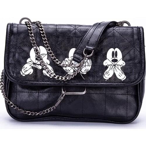 Disney Mickey mouse shoulder Bag Women New Shoulder Messenger Bag Cute Printed pu chain Bag handbag