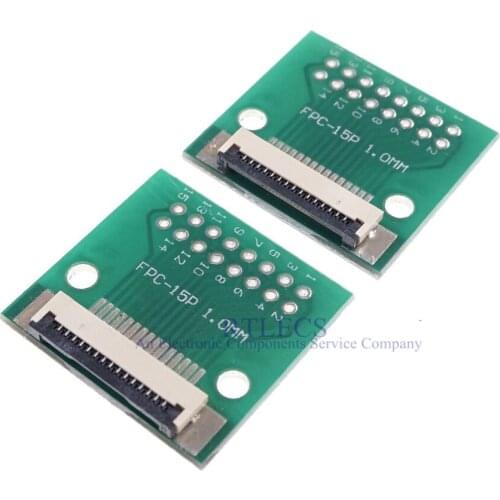 100 pcs Flexible Flat Cable FFC FPC Connector Adapter 15 Pin 1.0 mm to 2.54 mm x 2.54 mm 15 Pin through hole DIP PCB Converter