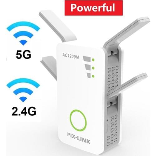 Gaming Dual Band 2.4G / 5G WiFi Repeater WPS Encryption Signal Booster Wireless AC 1200Mbps Extender Router 4 Antennas Amplifier