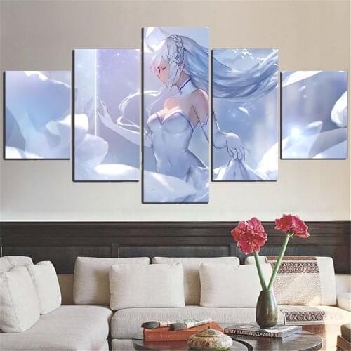 5 Piece Wall Art Canvas Paintings Anime Sexy Girl Posters Figure Pictures Home Modern Wall Decor Prints Living Room Decoration