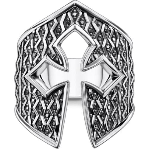 Knight Helmet Cocktail Rings Vintage Style 925 Sterling Silver Fine Jewerly For Women Men 2021 Summer Brand New Subtle Gift