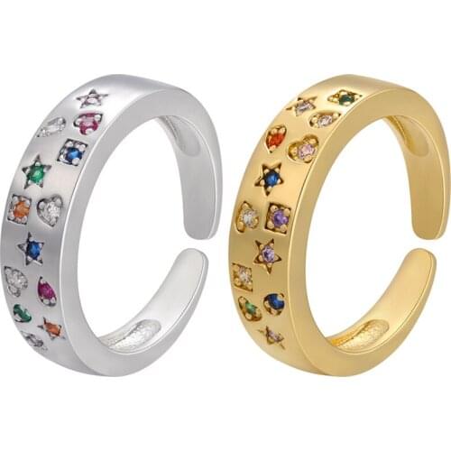 Trendy Colorful Zircon Opening Ring for Women, Engagement ring, summer wedding Jewelry Gift