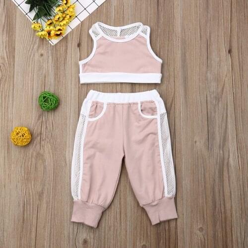 Pudcoco Summer Newborn Baby Girl Clothes Solid Color Reticulated Vest Tops Long Pants 2Pcs Outfits Summer Clothes