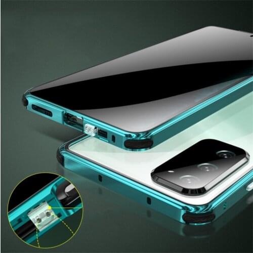 New Anti Peeping Magnetic Case for Samsung Galaxy S21 S20 Note 20 Ultra S20 FE S20+ Phone Cases Full Glass Cover Metal Funda