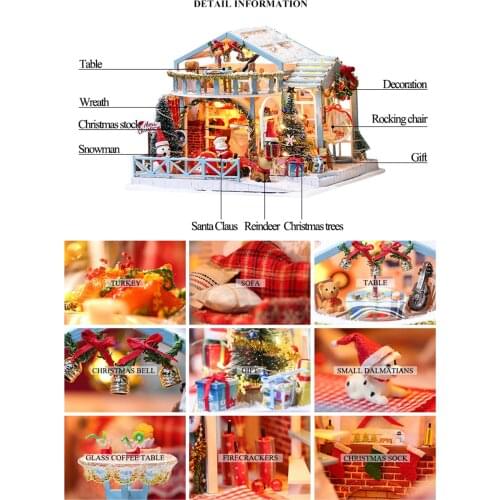 Miniature Dollhouse Cabin Kit Toys New Year Festival Gift & Dust
