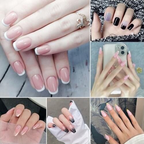 Fashion 24pc/set 10 Sizes Fake Nails Full Cover French False Nail Tips With Double-Sided Nail Adhesive Sticker 221