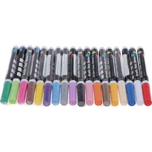 18/28Color Acrylic Paint Marker Pen 2mm Point Tip Art Permanent Painting Pen Set