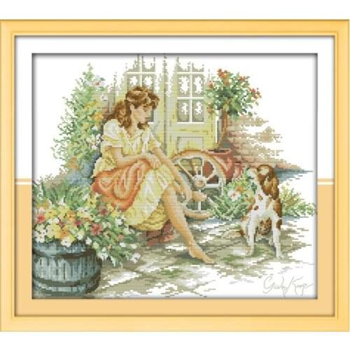 Outdoor Flowers and Flowers Dogs and Dogs Series Manual Embroidery Cross Stitch Kits Chinese Characteristics Wholesale