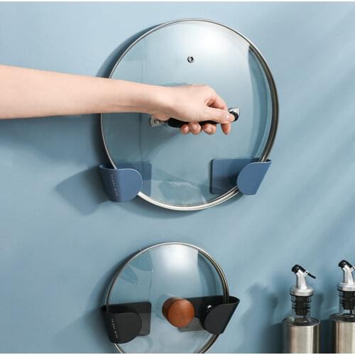 2Pcs Wall-Mounted Pot Lid Holder Hanging Holder Pan Pot Cover Rack Plastic Home Organizer Kitchen Storage Rack