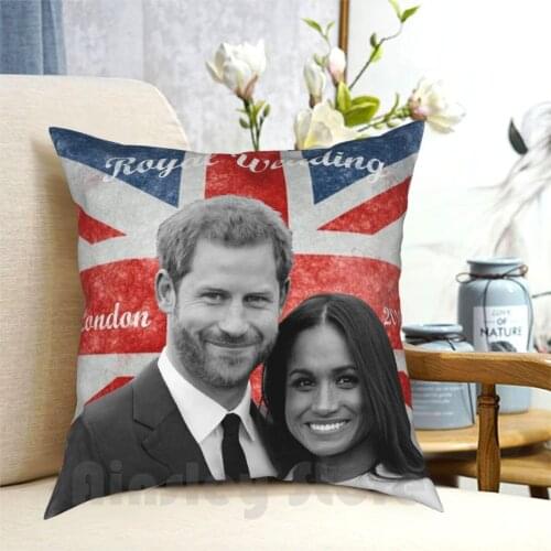 Prince Harry And Meghan Markle Pillow Case Printed Home Soft DIY Pillow cover Prince Harry Meghan Markle Royal Royal