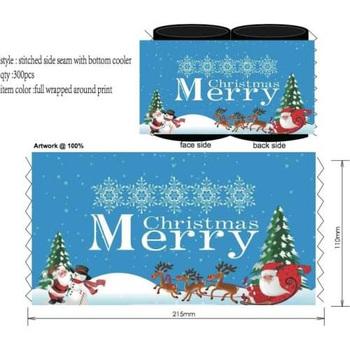 300pcs Christmas New Year Neoprene Stubby Holder With Customized LOGO Printed Super Good Can Coolers For Cans Beer And Wine