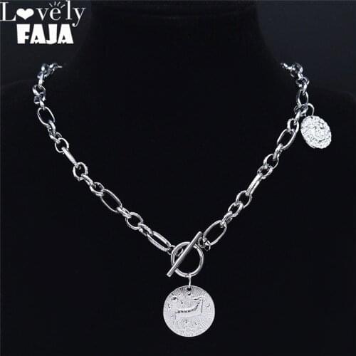 Stainless Steel 12 Constellations Chocker Necklace Women Silver Color Aries Necklace Astrology Jewelry gargantilla NPY11S03