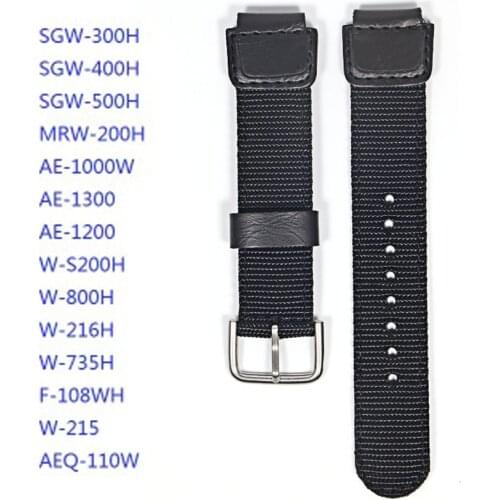 Nylon strap for CASIO band for SGW-300H 400H 500H MRW-200H AE-1000W AE-1300 AE-1200 W-S200H W-800H W-216H W-735H W-215 AEQ-110W