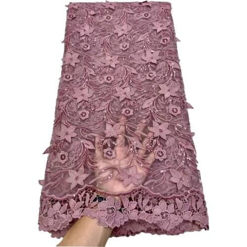 Nigerian Lace Fabric With Sequins 2021 High Quality French Tulle Embroidery Lace Fashion African Lace Fabric For Wedding 5Yards