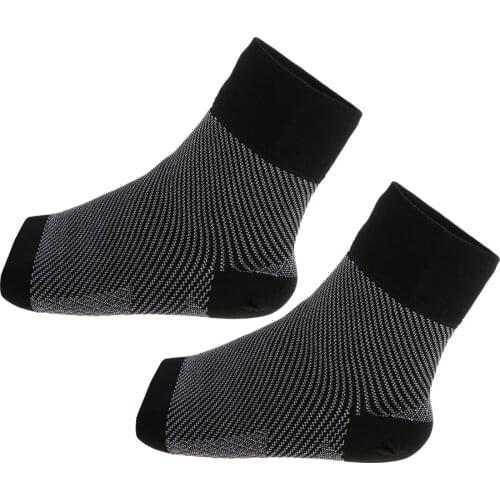 Feet Ankle Sock Compression Anti Fatigue Arch Heel Toeless Relief Wrap Black