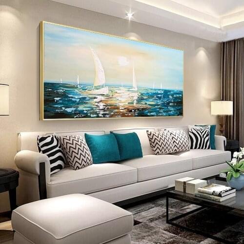 Oceano barcos paisagens pintura em tela seascape nórdico cartazes pinturas a óleo e impressões para casa decoração sala de estar