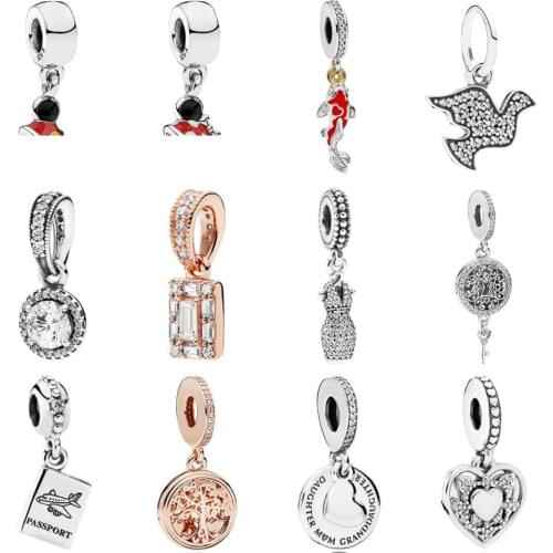 PDD DZ 24 925 Sterling Silver Spring New Charm Pendant with DIY Bracelet Necklace Jewelry Gift Carving Suitable for Women